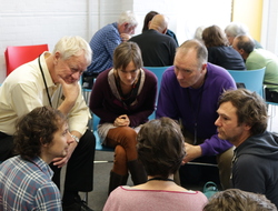 A group discusses fossil fuel extraction