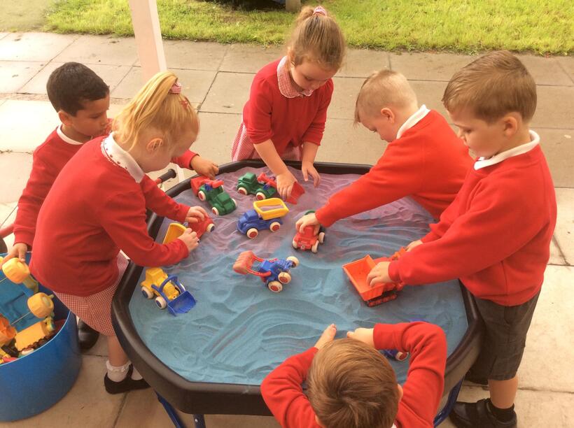 Students at William Penn Primary School play together