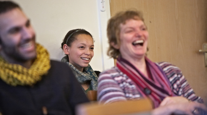 People sitting smiling