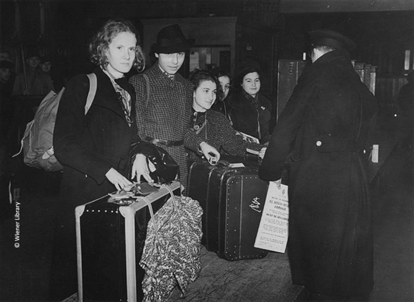 children carrying cases through customs