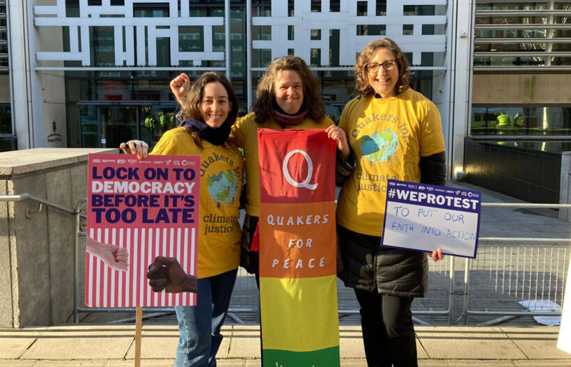 Grace with Quaker protesters at last week's demonstration at the Lords.