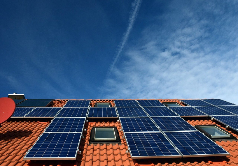 solar panels on a roof