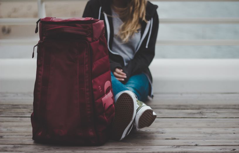 maroon backpack