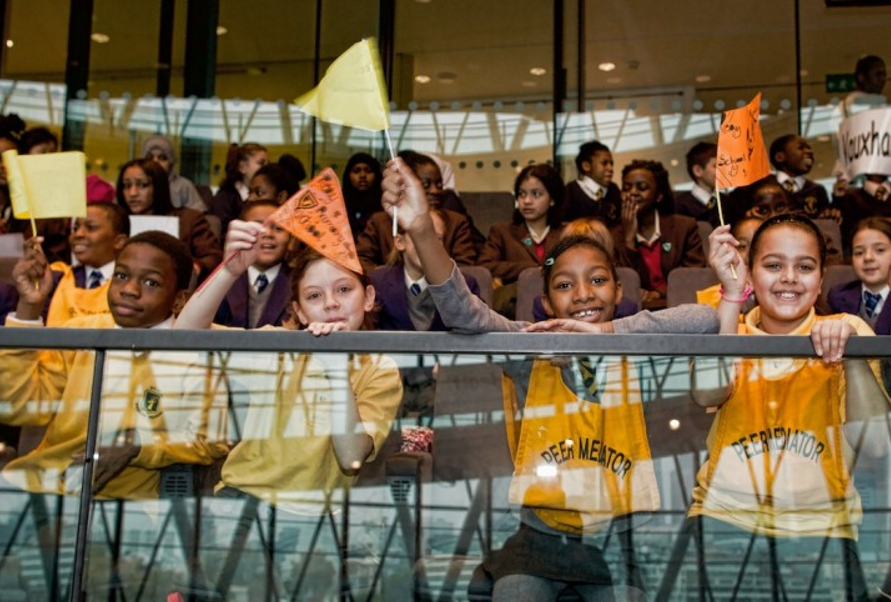 children in yellow t-shirts