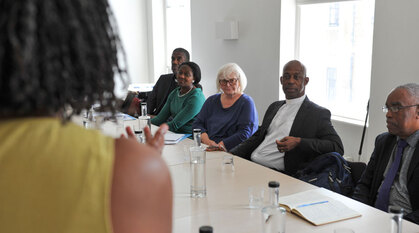 People talking in a room