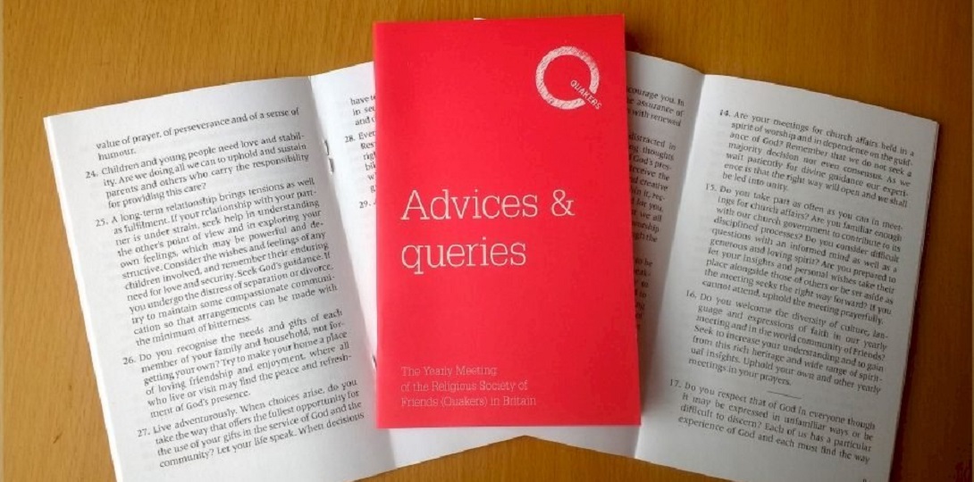 A photograph of the cover of Advices and Queries