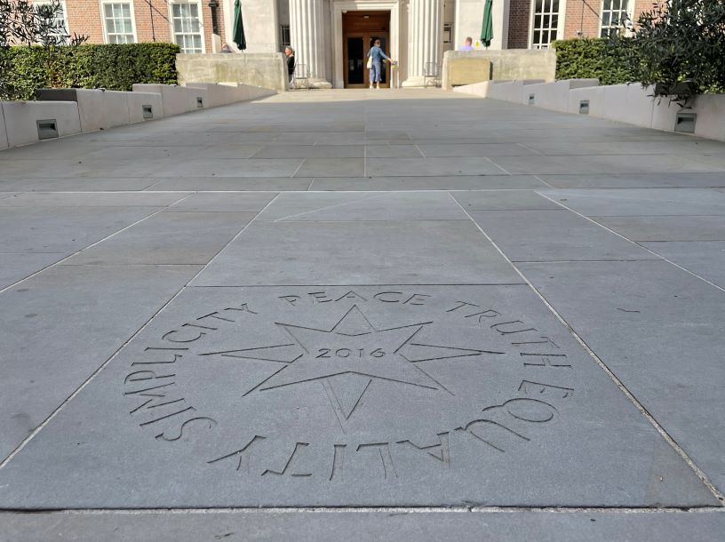 Quaker values engraved outside Friends House