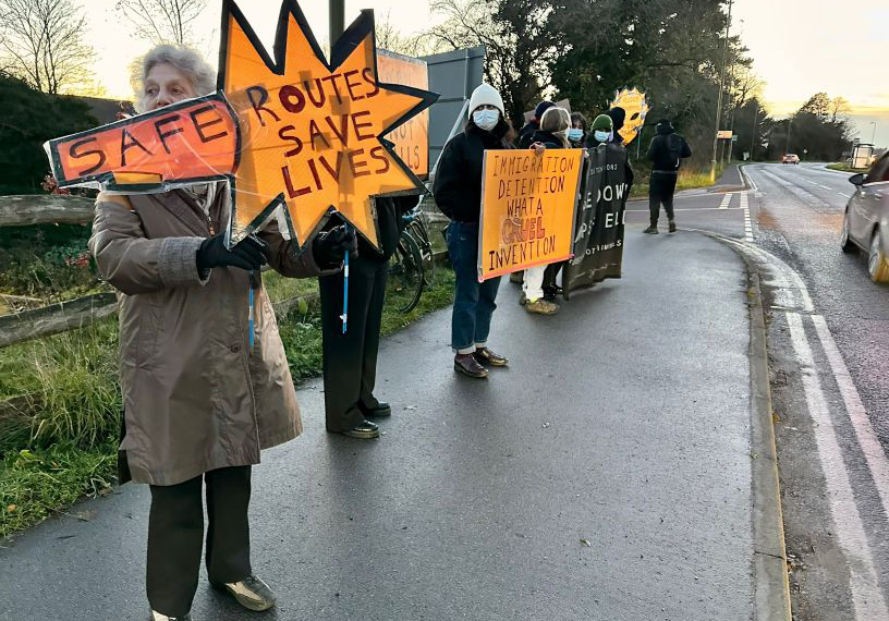 Protesters with signs