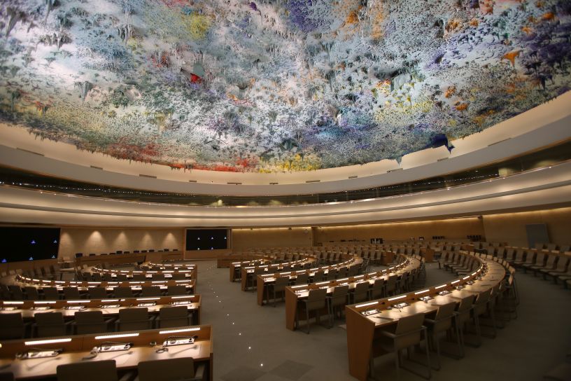 Empty council chamber